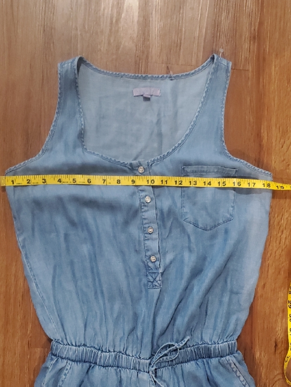 Cisono Light Blue Denim-Style Sleeveless Jumpsuit